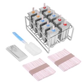 10 Molds Stainless Steel Ice Cream Pop Mould Lolly Popsicle  100Pcs Stick Holder Round head (Option: as picture)