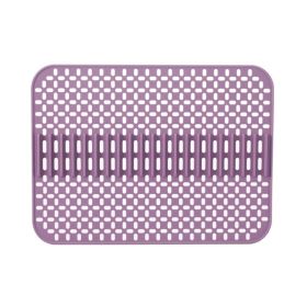 1pc Kitchen Silicone Drain Mat; Kitchen Sink Protection Anti-Scratch Mat; Non-Slip Card Bowl Card Position Mat; 16.93*12.6inch (Quantity: 1pc, Color: purple)